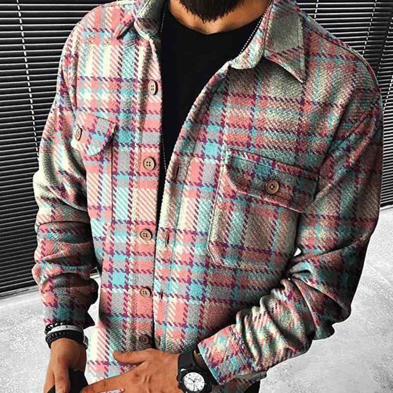 ジャケット メンズ 菱形柄 3Dデジタルプリント 総柄 ゆったり ダブルブレスト 長袖 襟付き ブルゾン ア..
