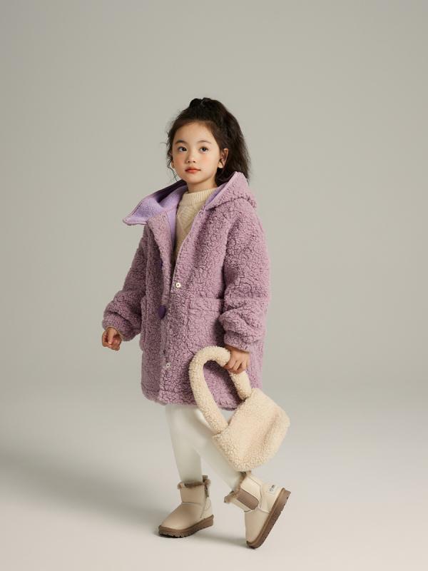 アウター キッズ 女の子 ジュニア ミドル丈 ボアコート 裏起毛 フード付き ハートボタン 厚手 ソフトタ..