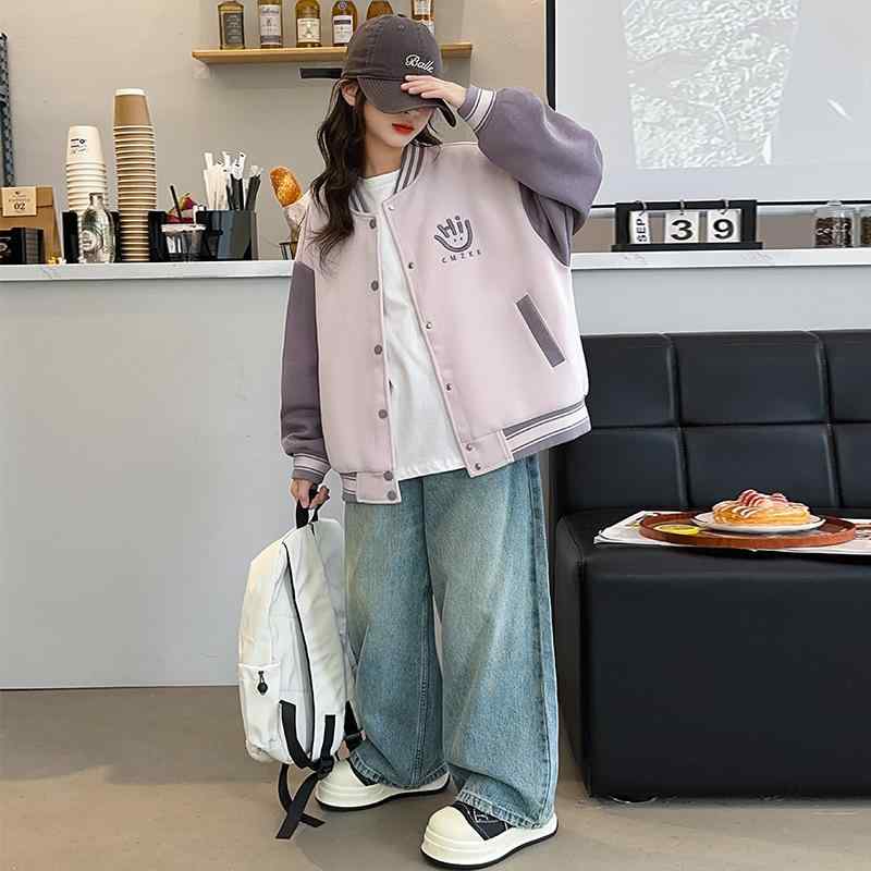 ジャケット 女の子 キッズ ジュニア 高学年 スタジャン ブルゾン ベースボールジャケット カレッジ風 ..