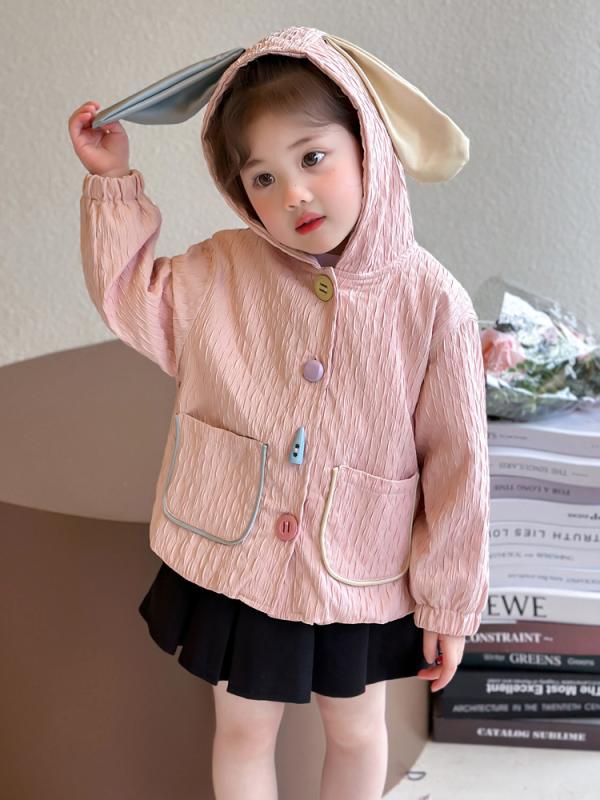 コート 女の子 キッズ ベビー 春秋物 アウター ジャケット ウィンドブレーカー フード付き シングルボ..