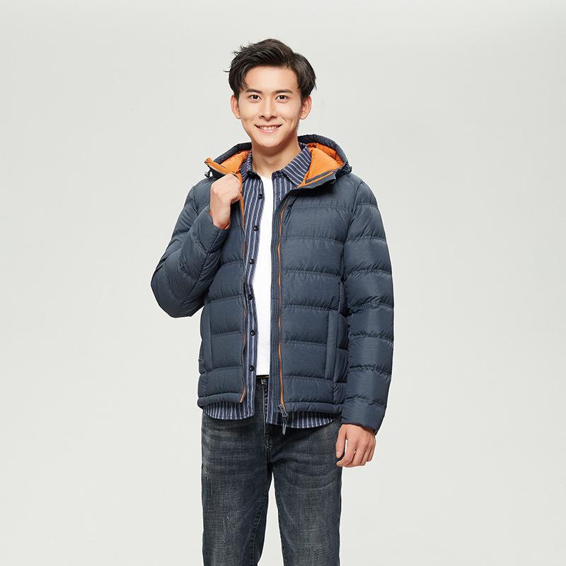 ダウンベスト メンズ 男性用 ファッション 高級感 白鴨ダウン 90% ショート丈 軽量 薄手 ゆったり 防寒対策 暖かい スタンドカラー フード付き ジップアップ 無地 シンプル ナイロン素材 普段使い(4)