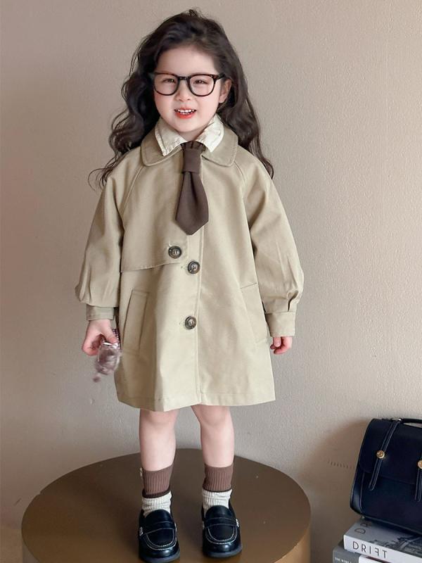 キッズ 女の子 アウター トレンチコート スプリングコート 春物 春服 ミドル丈 ブリティッシュスタイル..