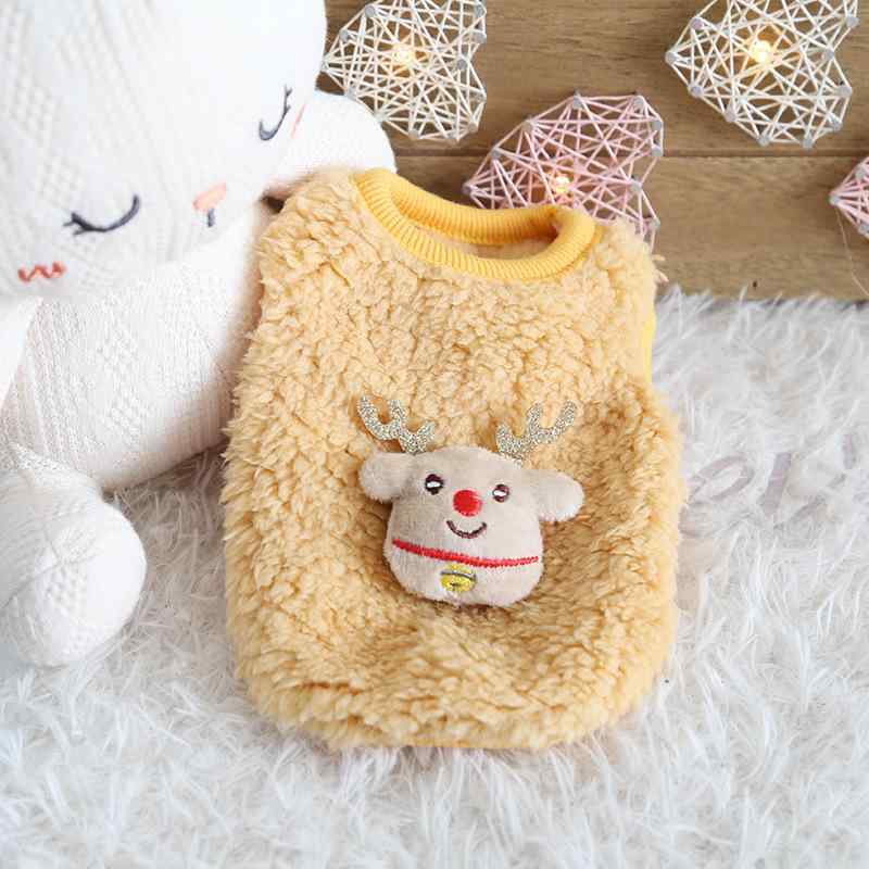 ペット服 子犬 幼犬 幼猫 クリスマス 冬用 かわいい 保温 暖かい ふわふわ フリース ベスト トナカイ ..