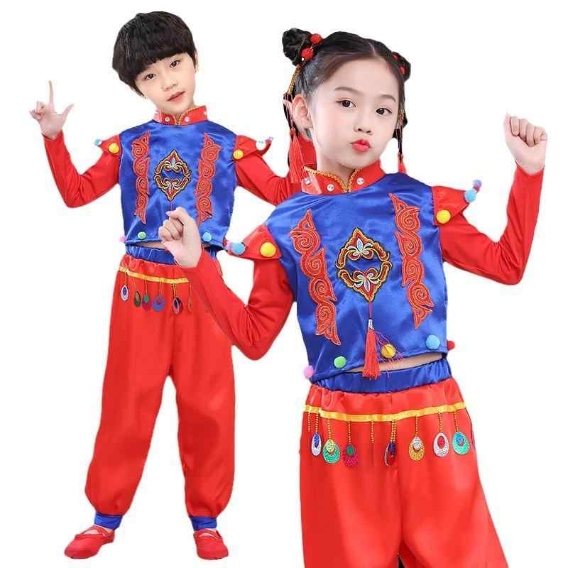 ダンス衣装 キッズ 子供 幼児 男の子 女の子 安塞腰鼓 秧歌 武術 発表会 舞台 演出服 ランタンパンツ バルーンパンツ コスチューム 練習着