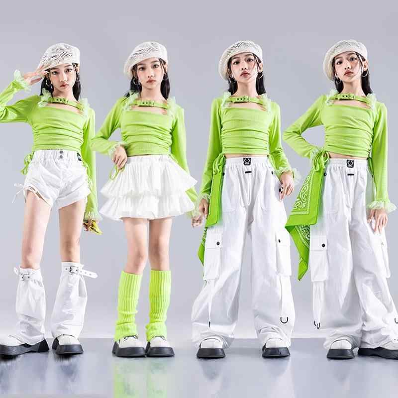 ダンスウェア キッズ 女の子 ジャズダンス衣装 韓国風 セットアップ ヒップホップ ストリート レッスン着 練習着 ジュニア ガールズ モデル ウォーキング パフォーマンス ダンス発表会 ステージ 上下セット かわいい