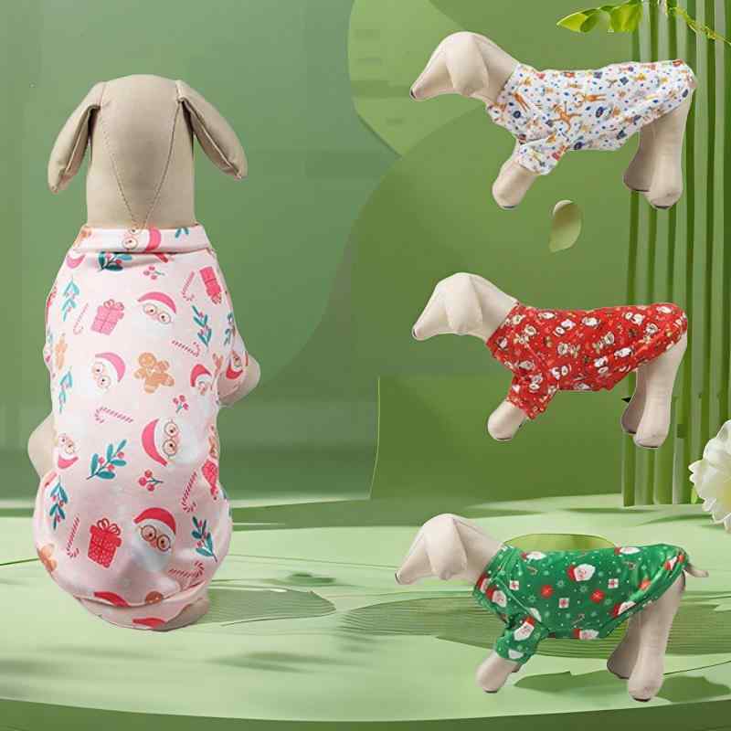 ペットウェア 犬用 クリスマス サンタクロース トナカイ柄 薄手フリース トレーナー ドッグウェア 仮装..