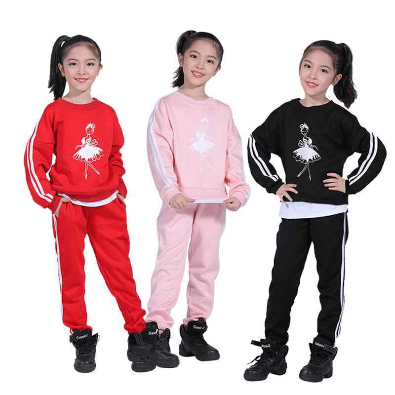 ダンスウェア キッズ 女の子 子供 長袖 裏起毛 セットアップ バレエスカート チュチュ ダンススカート 練習着 発表会 舞台衣装 秋冬 柔らかな肌触り コットン 綿 レッド ブラック ピンク ジュニア 幼児 小学生
