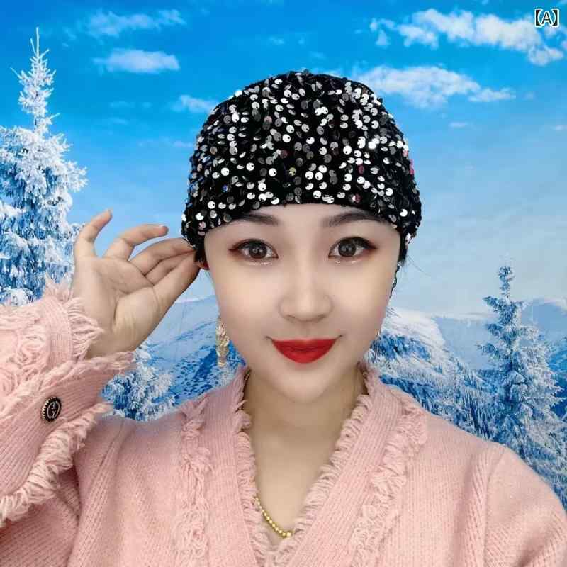 ターバン レディース スパンコール キラキラ コットン素材 白髪隠し 抜け毛隠し 料理用 ショートヘア ..