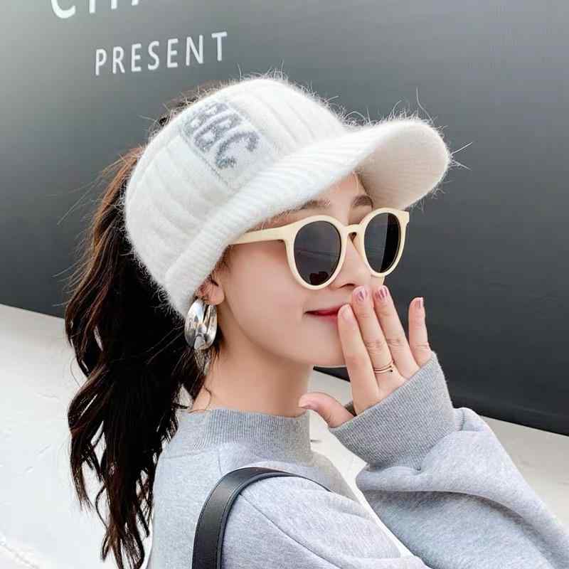 帽子 レディース 女性用 秋冬 春 韓国ファッション ラビットファー 兎毛 防寒 保温 防風 遮陽 日よけ キャップ サンバイザー ニット帽 ベースボールキャップ ニットキャップ