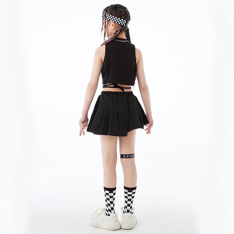 ダンスウェア キッズ 女の子 ジャズ ダンス 半袖 Tシャツ セットアップ ミニスカート 練習服 発表会 衣..