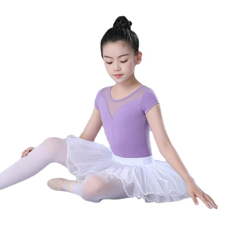 バレエ レオタード キッズ 女の子 半袖 一体型 チュチュスカート 練習着 レッスン着 体操服 幼児 女児 ..