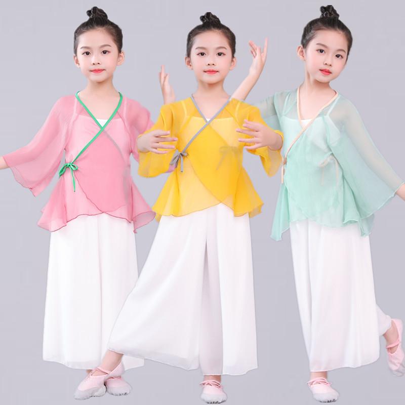 ダンスウェア 女の子 ジュニア 子供 古典舞踊 中国舞踊 民族舞踊 クラシックダンス 練習着 レオタード 発表会 舞台衣装 中華風 シアー メッシュ トップス ポリエステル