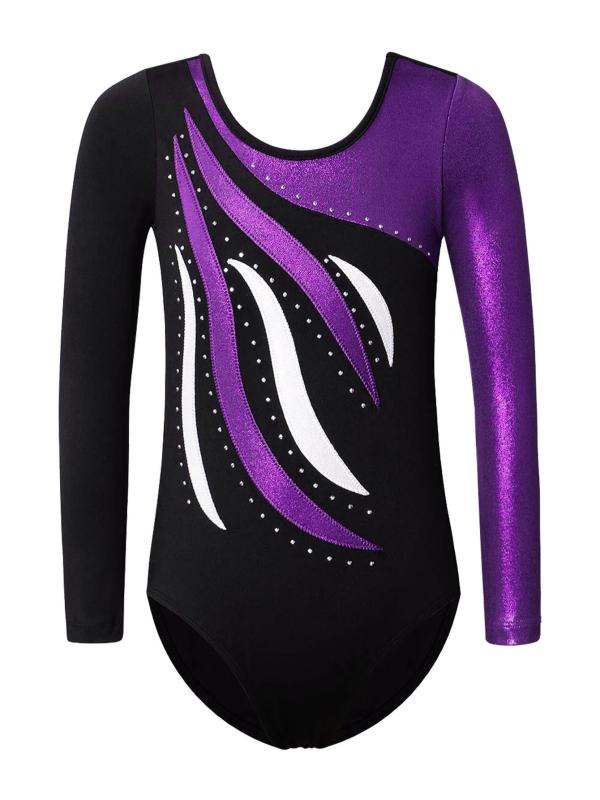 レオタード キッズ 女の子 ダンス 体操 練習着 発表会衣装 箔押し ホットスタンプ 刺繍 ポリエステル スパンデックス ストレッチ 速乾 通気性 子供 女児