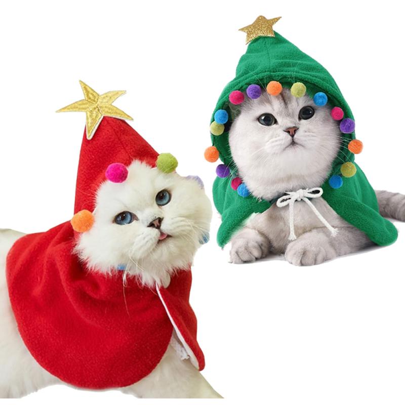 ペットウェア 犬 猫用 マント ポンチョ ケープ クリスマスツリー クリスマス コスチューム 変身 イベン..