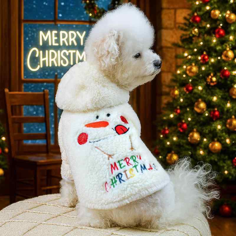 犬用トレーナー ドッグウェア クリスマス 雪だるまデザイン フリース スウェットシャツ ペット服 あた..