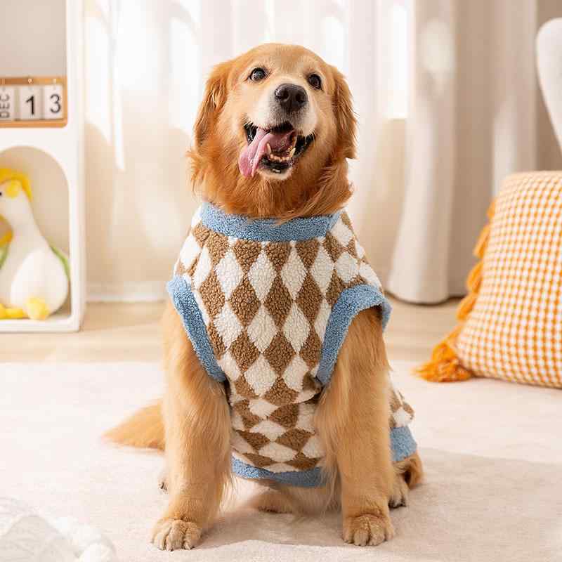 ドッグウェア 中型犬 大型犬 ゴールデンレトリバー サモエド 2本足 秋冬 防寒 暖かい もこもこ ボア フリース ベスト チョッキ カジュアル