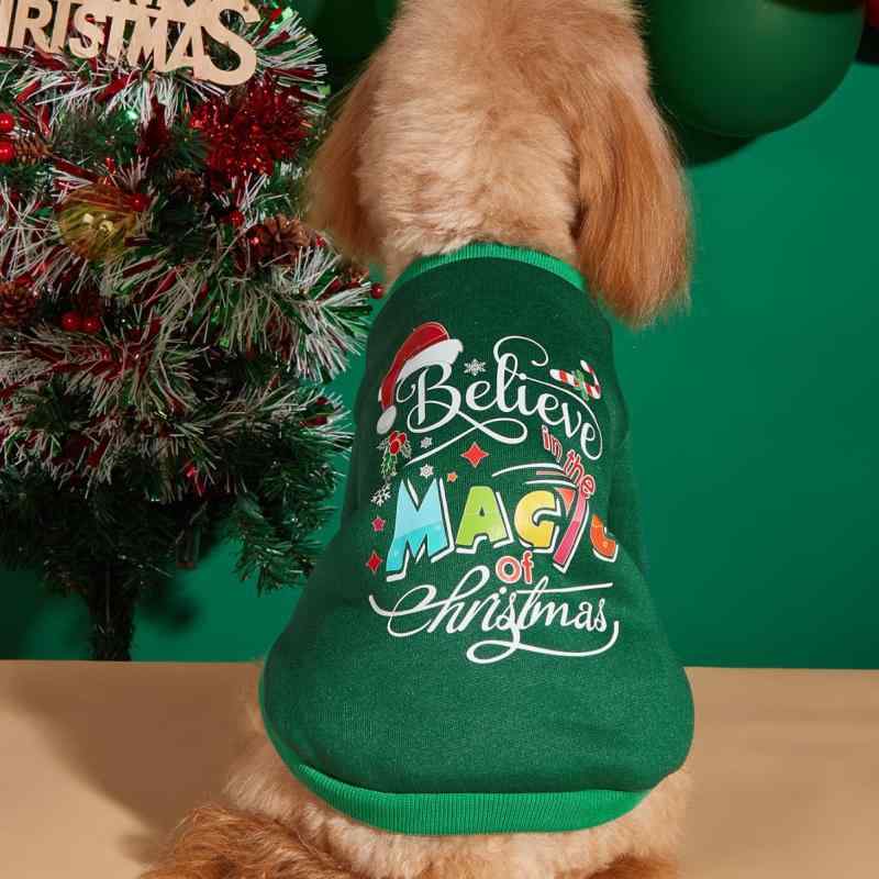 ペットウェア ユニセックス クリスマス Tシャツ プリント 小型犬 猫 テディ フレンチブルドッグ ドッグ..