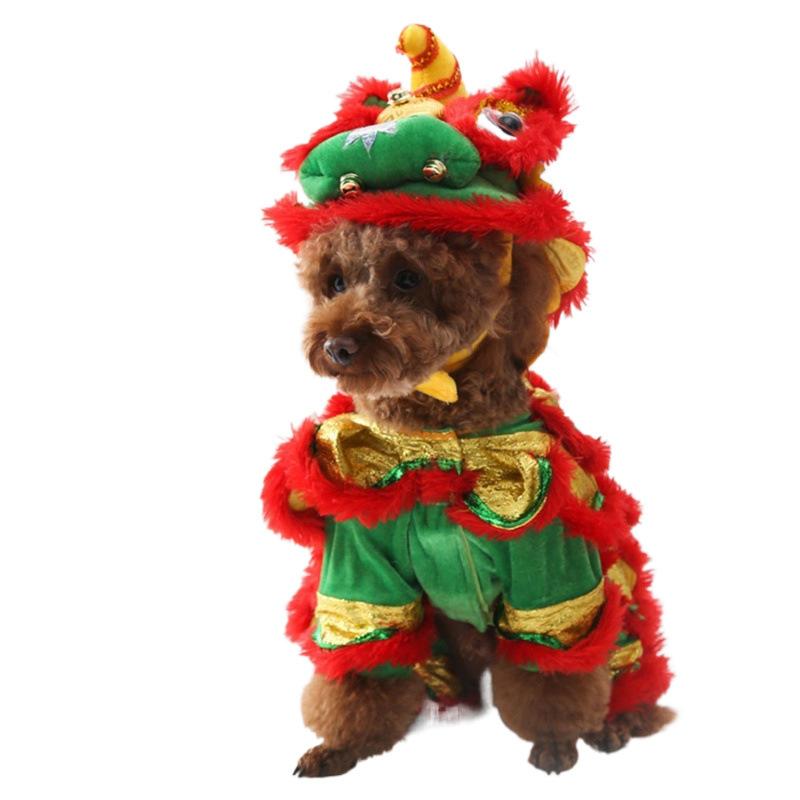 ペット服 犬猫兼用 お正月 迎春 イベント パーティー 記念撮影 獅子舞 龍舞 面白い なりきりコスチュー..