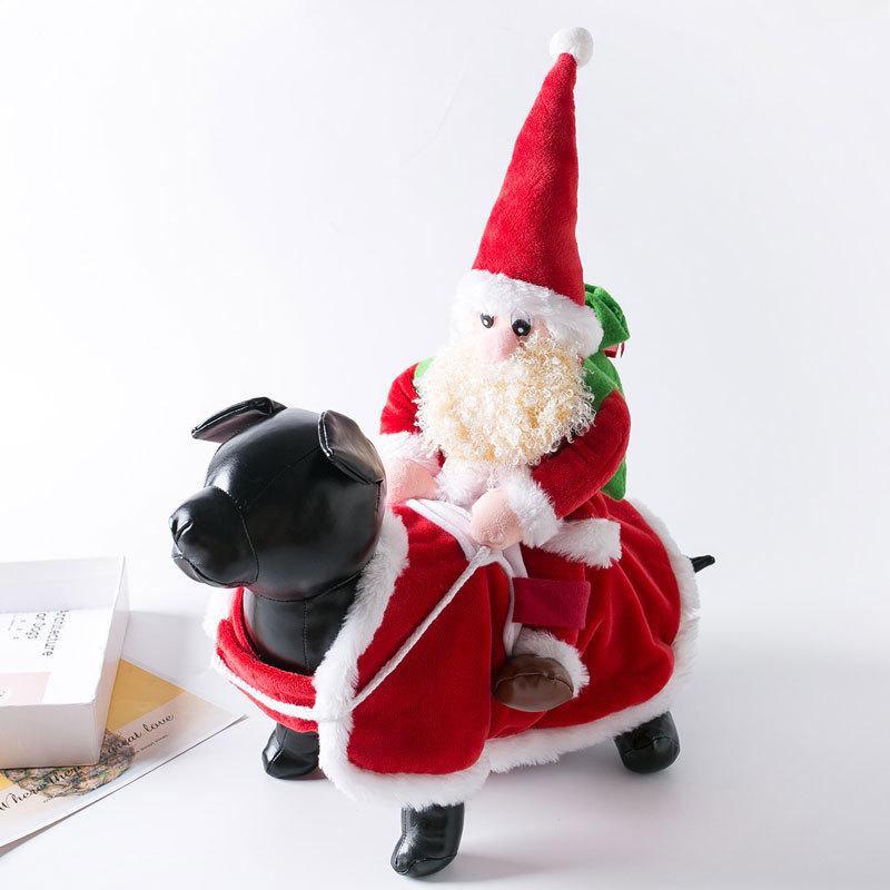 ペット服 猫 犬用 クリスマス サンタ 馬乗り 変身コスチューム ギフトバッグ 背負い ユニーク かわいい..