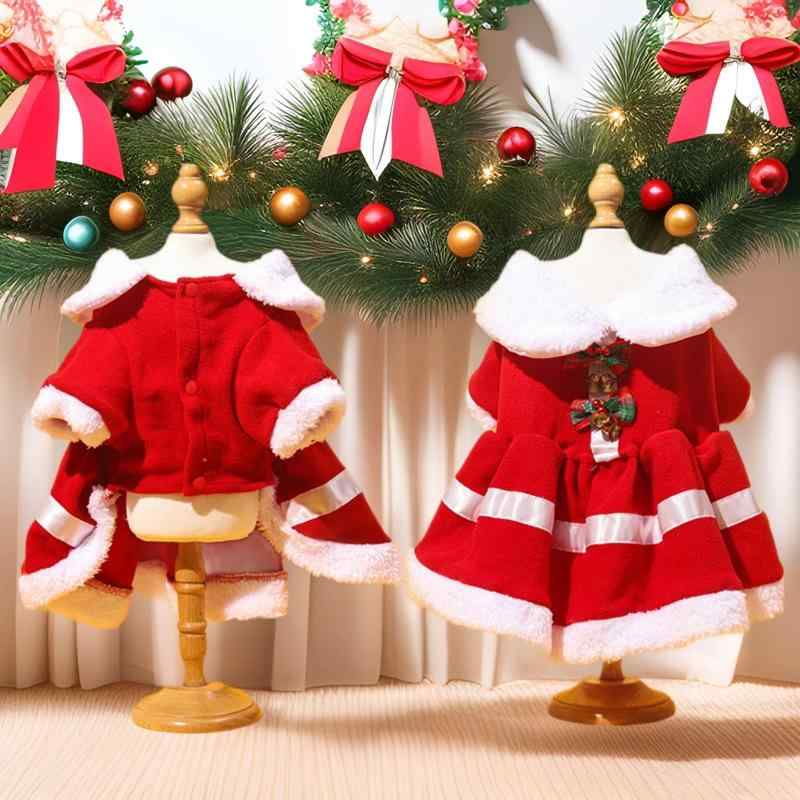 ペット服 犬用 ドッグウェア クリスマス ワンピース ドレス コスチューム 仮装 お出かけ イベント パー..