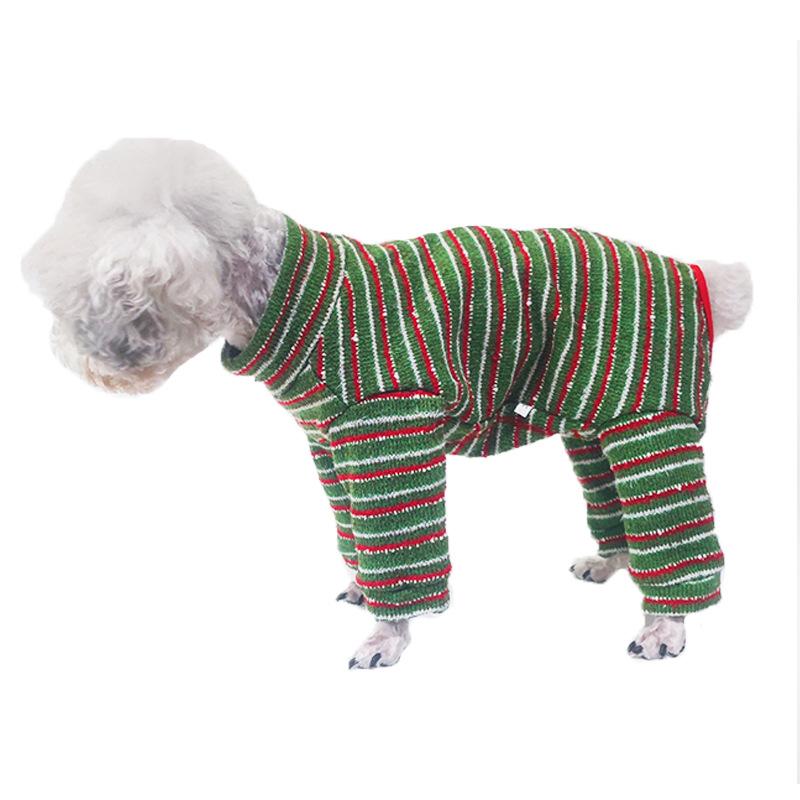 犬用ウェア ハイネック 四足 オールインワン セーター 厚手 ニット 防寒 保温 ファスナー付き 長ズボン..