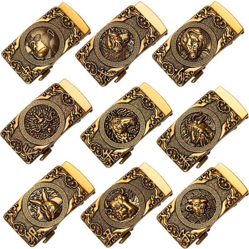 ベルトバックル メンズ 自動式 オートロック 亜鉛合金製 個性的 レトロ アンティーク調 ブロンズカラー..