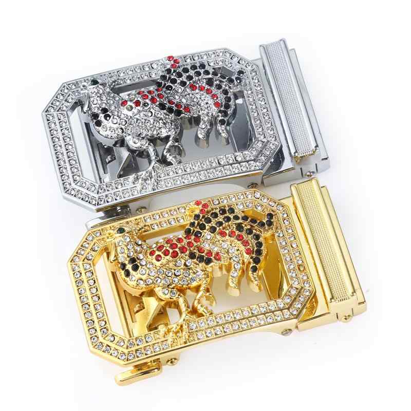 ベルト用バックル 男性用 オートロック式 ワンタッチ 合金製 ラインストーン クリスタル装飾 干支 十二..