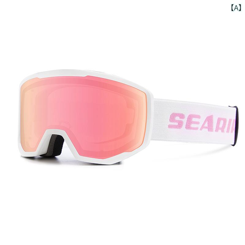 スキーゴーグル 男女兼用 大人用 スノーボード スキー 登山 円柱形レンズ ダブルレンズ フレームTPU レ..