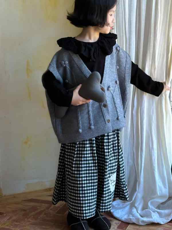 キッズベスト 女の子 ベビー 韓国風 立体花柄 無地 ニット 綿素材 カジュアル 普段使い お出かけ 通園 ..