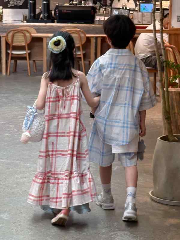 キッズ セットアップ 男の子 女の子 子供服 韓国風 チェック柄 襟付き 半袖 ショートパンツ 2点セット ..