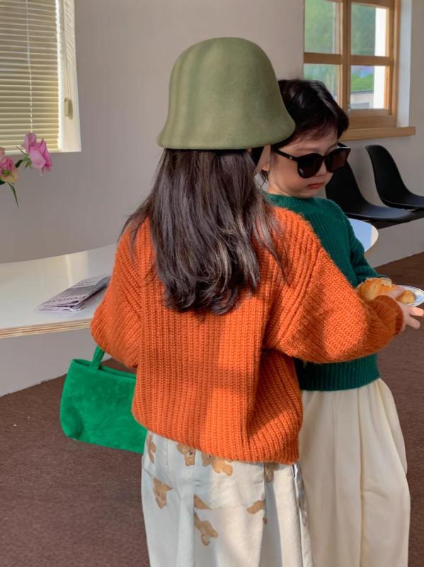 ニット キッズ 男の子 女の子 ラウンドネック 長袖 プルオーバー 韓国風 無地 シンプル 柔らかい かわ..