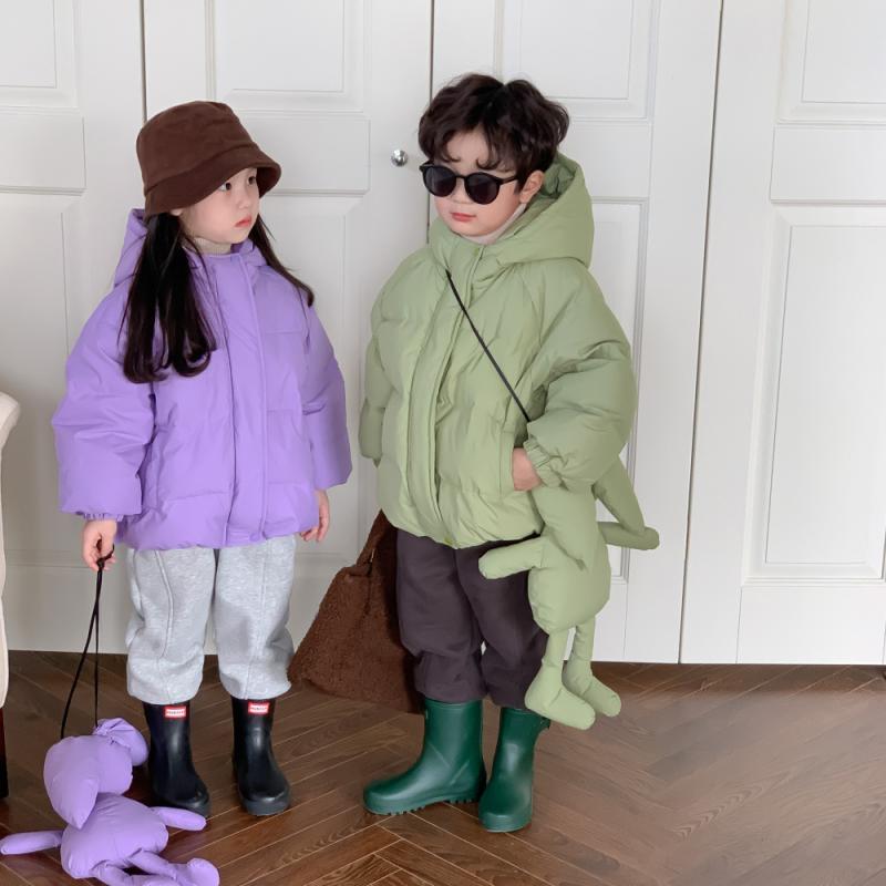 ダウンジャケット キッズ 男の子 女の子 ショート丈 フード付き 韓国風 ダウン50%以上 ポリエステル素..