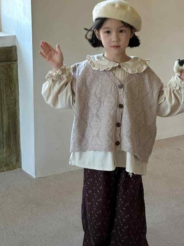 ニットベスト キッズ 女の子 韓国風 無地 ゆったり ルーズフィット カジュアル かわいい 柔らかい 普段..