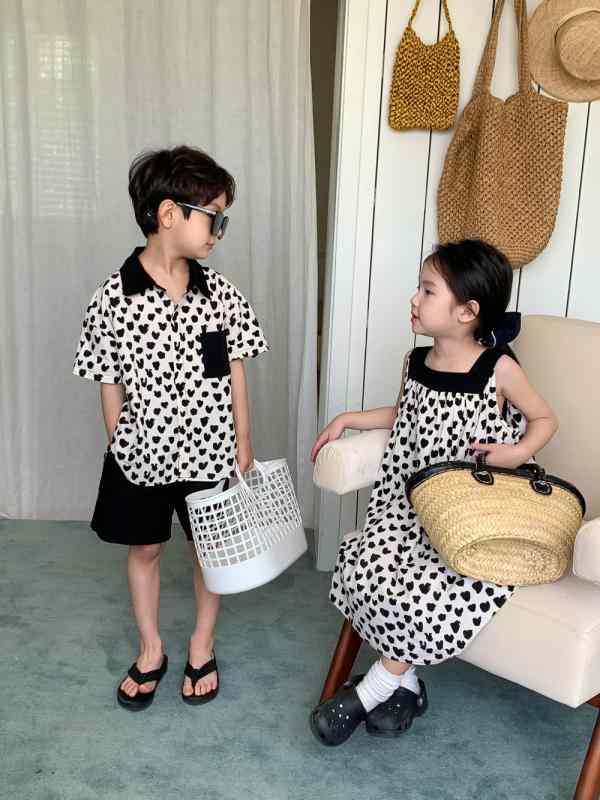 キッズ セットアップ 男の子 女の子 兄弟姉妹 お揃い 綿 韓国子供服 ゆったり オーバーサイズ サスペン..