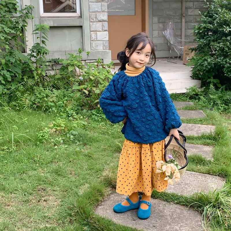 アウター キッズ 女の子 韓国ファッション 無地 ポップコーン生地 丸首 長袖 ゆったり ルーズフィット ..