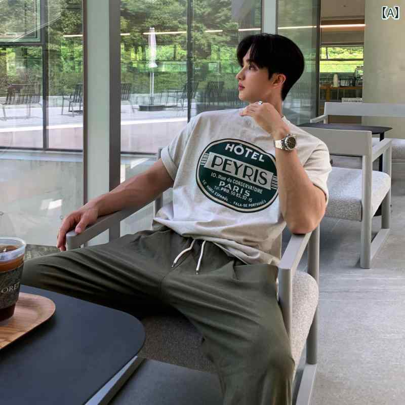 Tシャツ メンズ 半袖 クルーネック 丸首 トップス オーバーサイズ ゆったり ドロップショルダー ロゴプ..