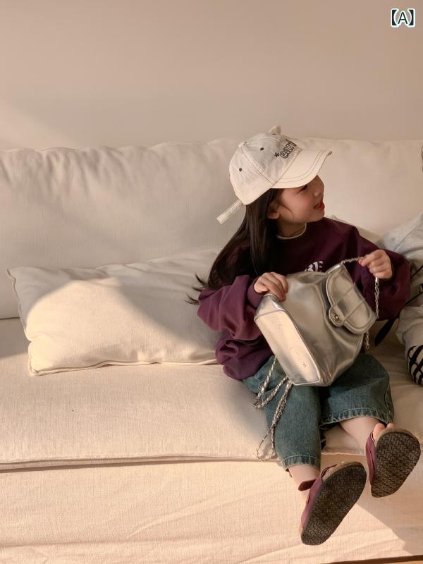 スウェット キッズ 男の子 女の子 ユニセックス 韓国風 ダメージ クルーネック 丸首 長袖 綿 コットン ..