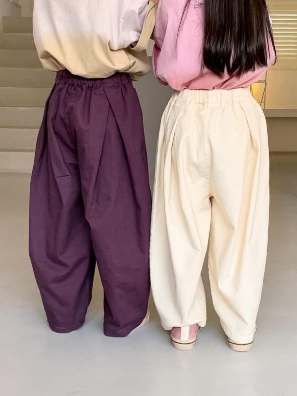 キッズ 男女兼用 パンツ ズボン 韓国風 無地 カジュアル ストレート ゆったり ワイドパンツ 着回し コ..
