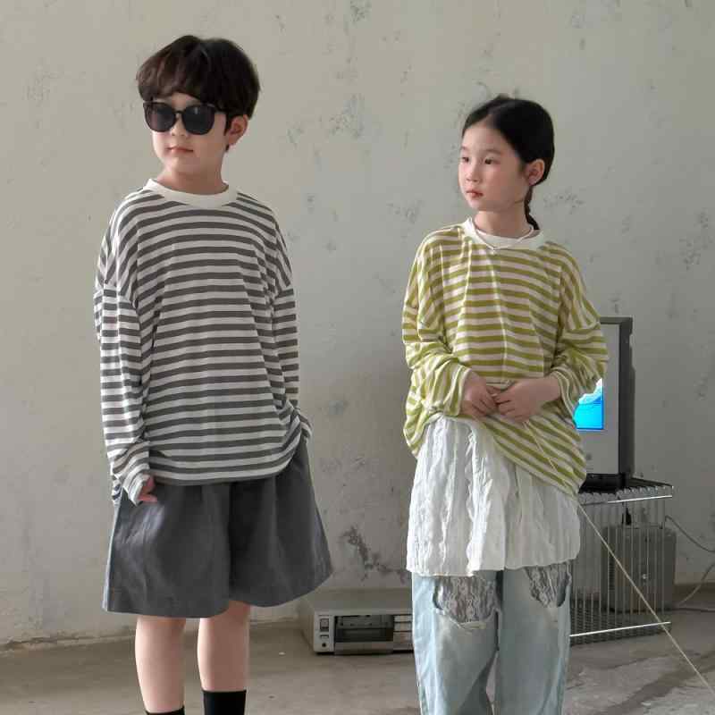 Tシャツ トップス キッズ 男の子 女の子 男女兼用 長袖 ラウンドネック ストライプ ボーダー 薄手 UVカ..