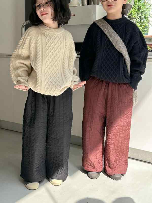 キッズパンツ 男の子 女の子 韓国風 無地 カジュアル ゆったり ストレート ワイドパンツ 厚手 裏起毛 ..