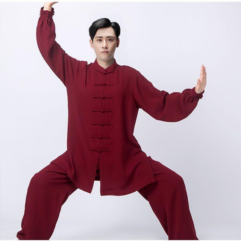 太極拳ウェア 男女兼用 八段錦 武術 カンフー服 練習着 リネン 麻 道着 演舞服 上下セット 長袖 半袖 通気性 軽量 吸湿速乾 オールシーズン 黒 白 紺 ...