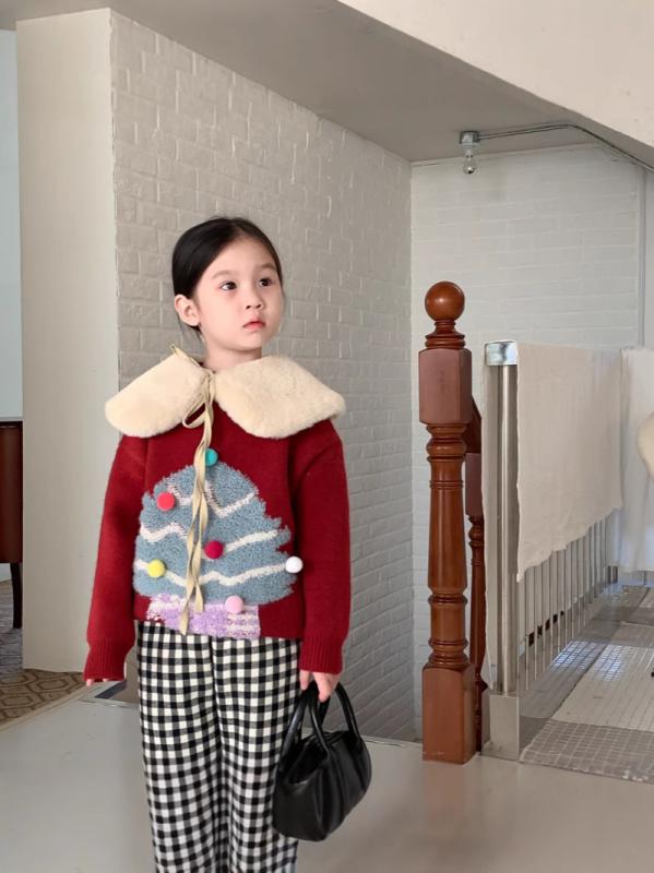 セーター キッズ 女の子 女児 韓国風 ラウンドネック クルーネック クリスマス 厚手 ゆったり ルーズフ..