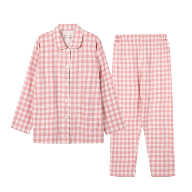 パジャマ 男女兼用 カップル ペア フランネル 肉厚 起毛 コットン 綿 前開き 襟付き 長袖 長ズボン 保温 暖かい 秋冬 ルームウェア セット