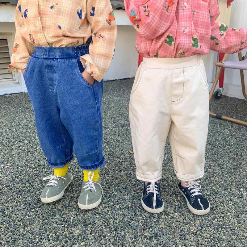 キッズ 男の子 女の子 男女兼用 デニム 長ズボン パンツ ボトムス 韓国風 ファッション カジュアル 普..
