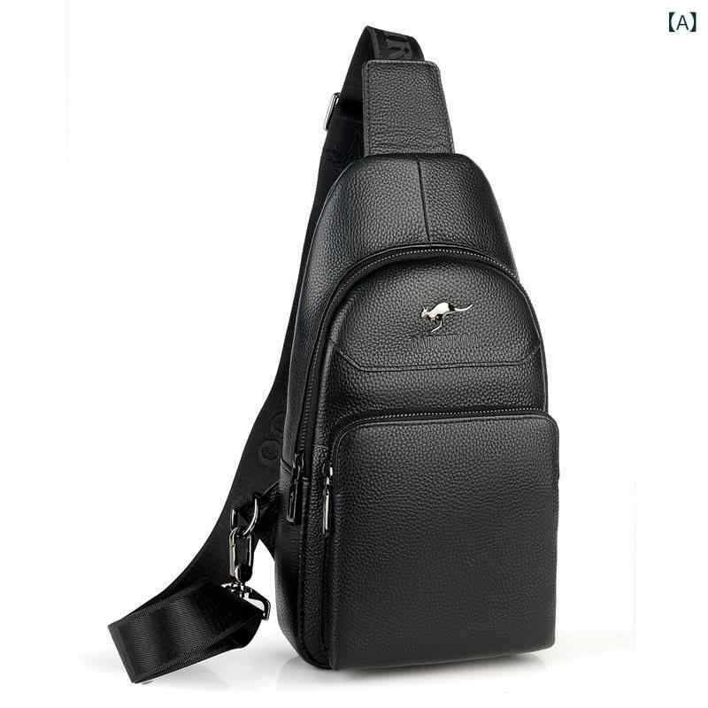 ボディバッグ メンズ 本革 レザー 牛革 ワンショルダー 斜め掛け ショルダーバッグ 多機能 通気性 軽量 チェストバッグ 鞄 カジュアル 旅行 普段使い ブラック ブラウン(4)