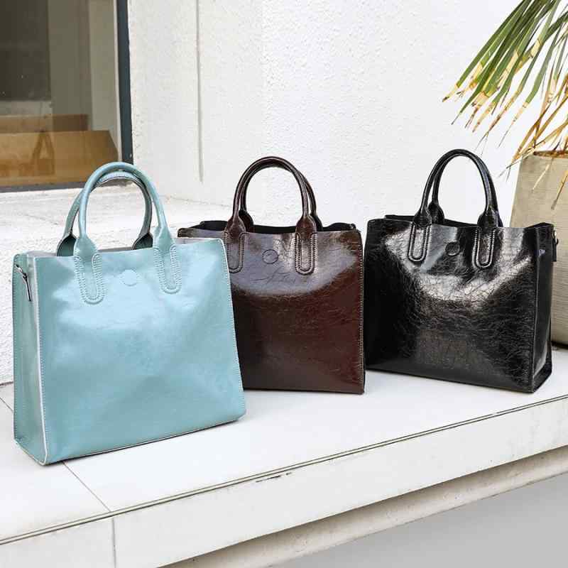 トートバッグ レディース 女性用 本革 牛革 レザー 大容量 ハンドバッグ ショルダーバッグ 斜め掛けバッグ クロスボディバッグ 高級感 デイリーユース 普段使い レトロ ステッチ ブラック ブルー コーヒー 横型 スクエア ファスナーポケット スマホポ(4)