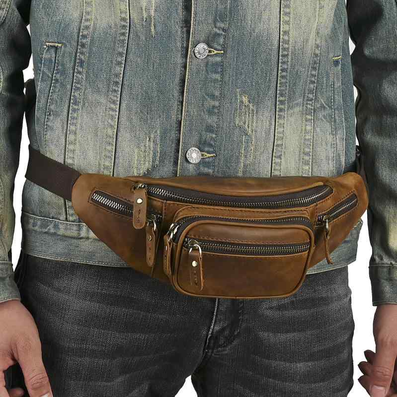 楽天Grams楽天市場店ボディバッグ メンズ 男性 本革 牛革 クレイジーホースレザー レトロ ヴィンテージ クール スタイリッシュ 防犯 海外モデル スマホ カメラ アウトドア カジュアル 旅行 普段使い ウエストバッグ 鞄 ブラック ディープ