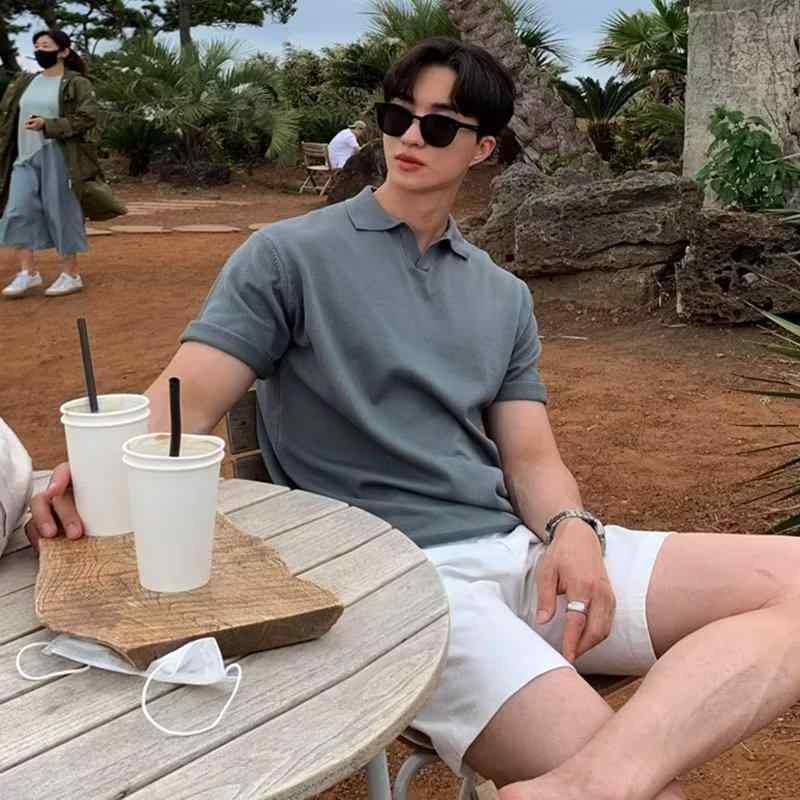 Tシャツ メンズ 半袖 ポロシャツ ニット 接触冷感 Vネック ビジネス オフィス カジュアル 夏 薄手 スリ..