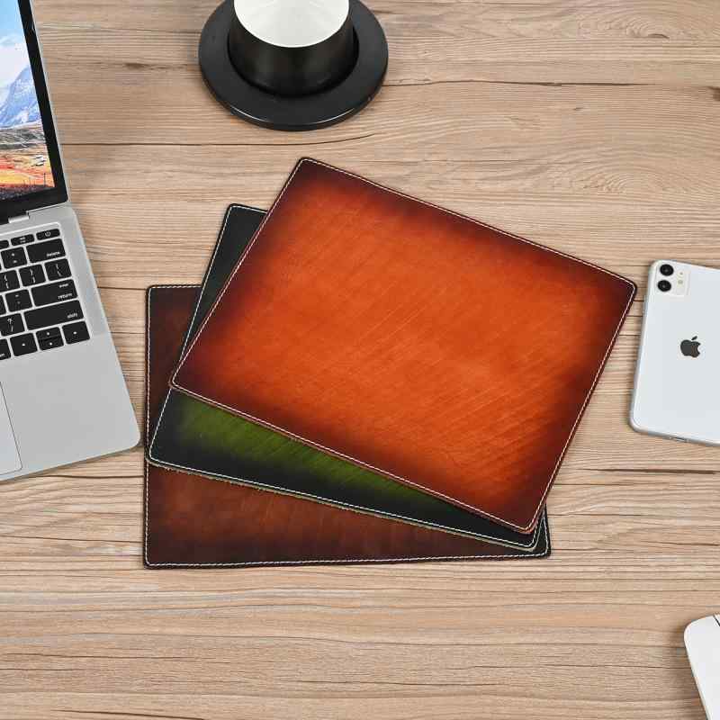 マウスパッド 植物タンニンなめし 本革 牛革 レザー ハンドメイド 手染め 耐摩耗 滑り止め PC オフィス..