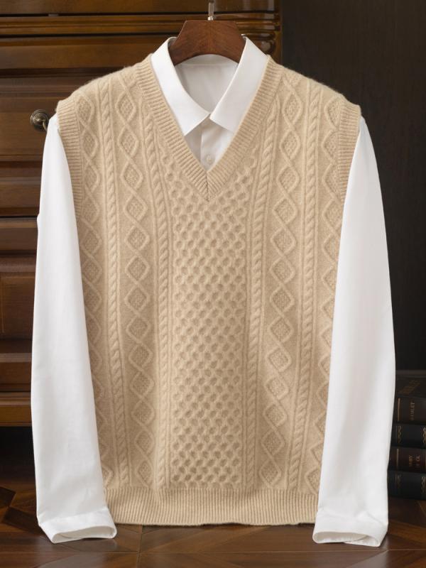 ニットベスト メンズ ウール 純毛 Vネック プルオーバー ノースリーブ 保温 あたたかい ビジネス カジュアル 普段使い 重ね着 レイヤードスタイル 紳士 ネイビー グレー 青